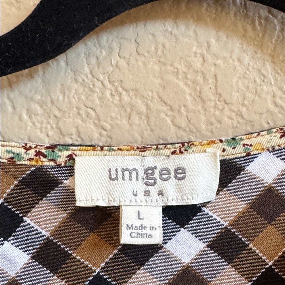 NWOT Umgee Plaid Flannel Long Sleeve Dress Dark Academia - Picture 5 of 8